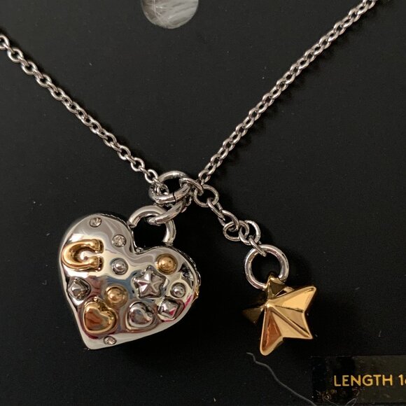 COACH Stars and Hearts Charm Pendant Necklace in Silver - Picture 2 of 2